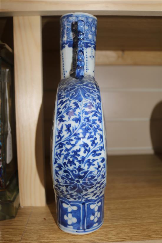 A 19th century Chinese blue and white moonflask vase 11.75in.